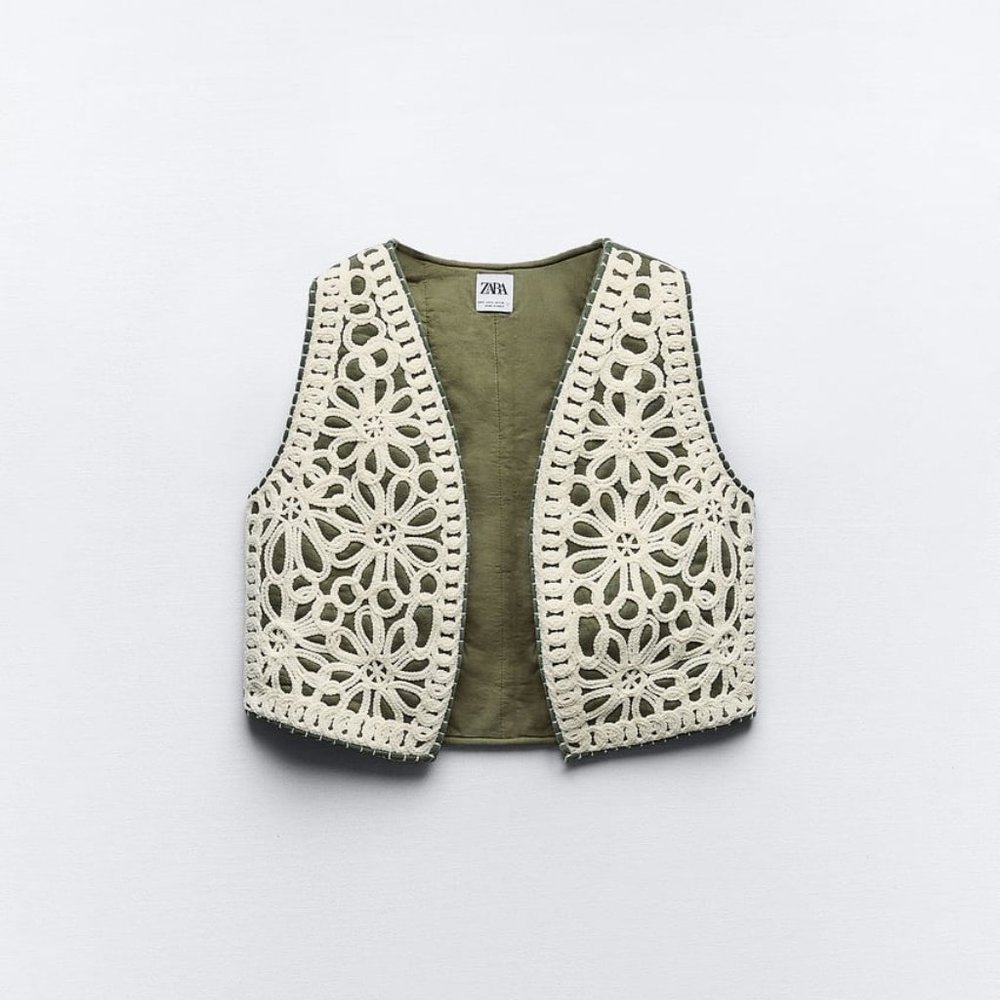 Zara Embroidered Quilted Vest